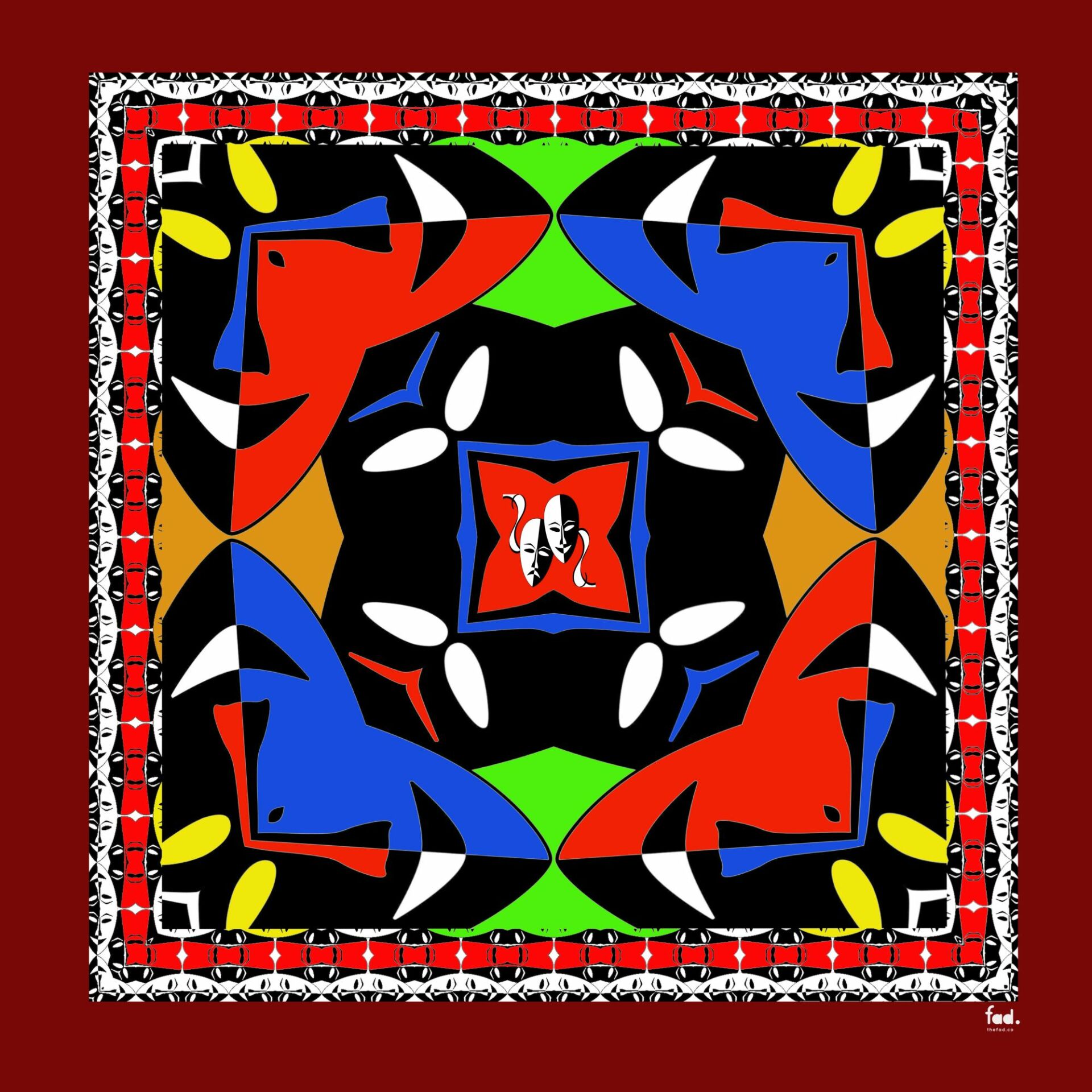 AKM Sahne Sanatları Tiyatro temalı Krep İpek  Fular Eşarp Bordo Ateş Kırmızı Parlament mavisi