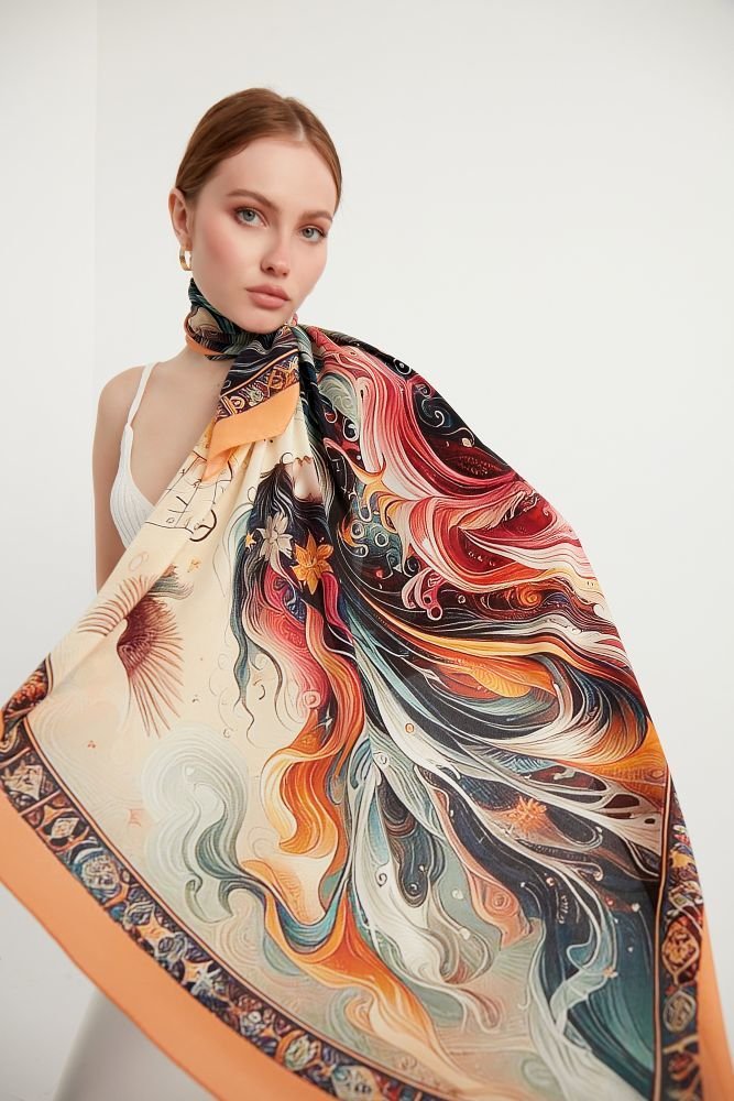 Mitoloji Koleksiyonu Stella Krep İpek Şal Pareo