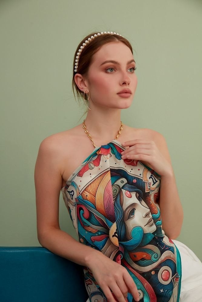 Mitoloji Koleksiyonu Celestal Pamuk Vual Fular Bandana