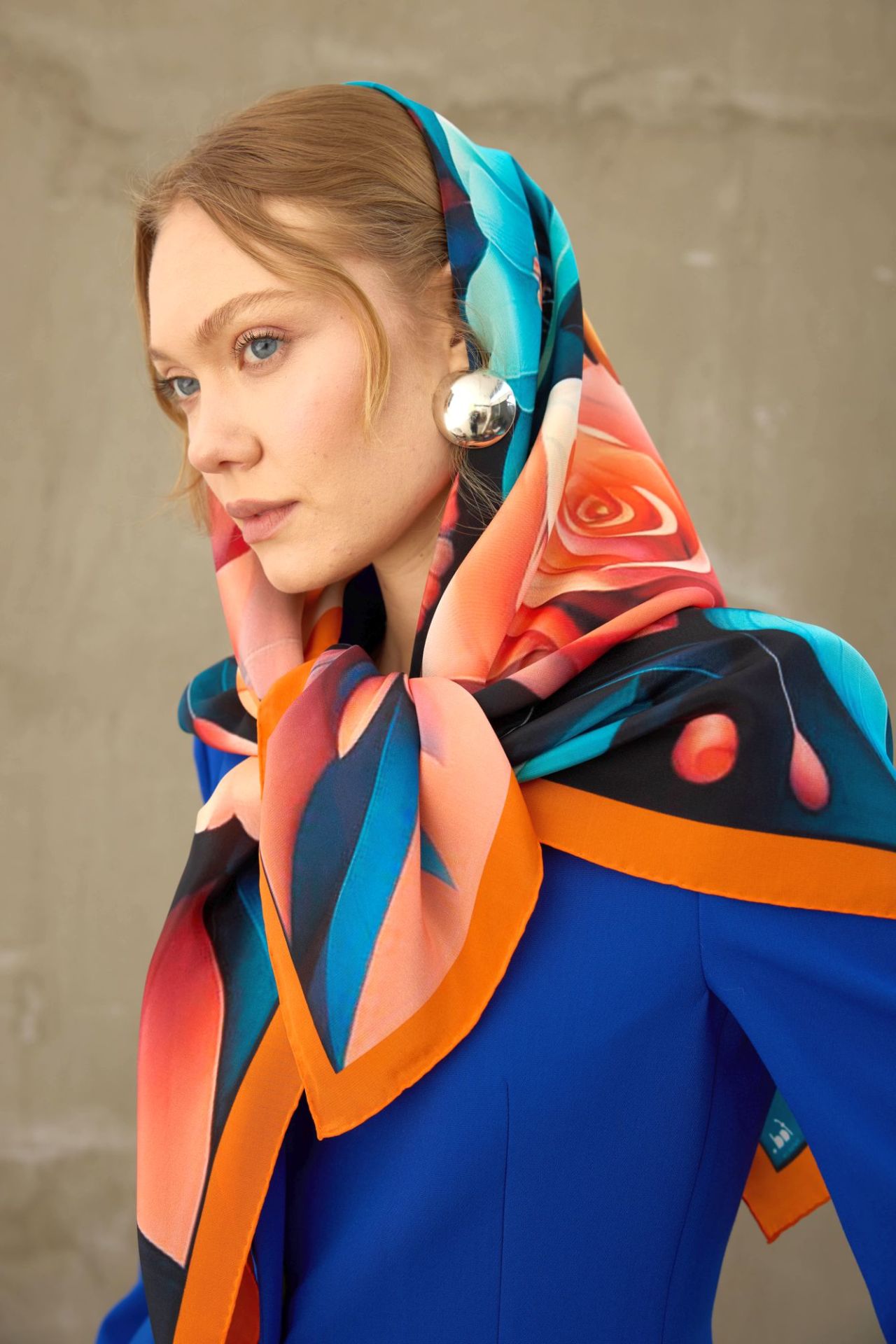 Ekinoks Krep Oranj İpek Şal