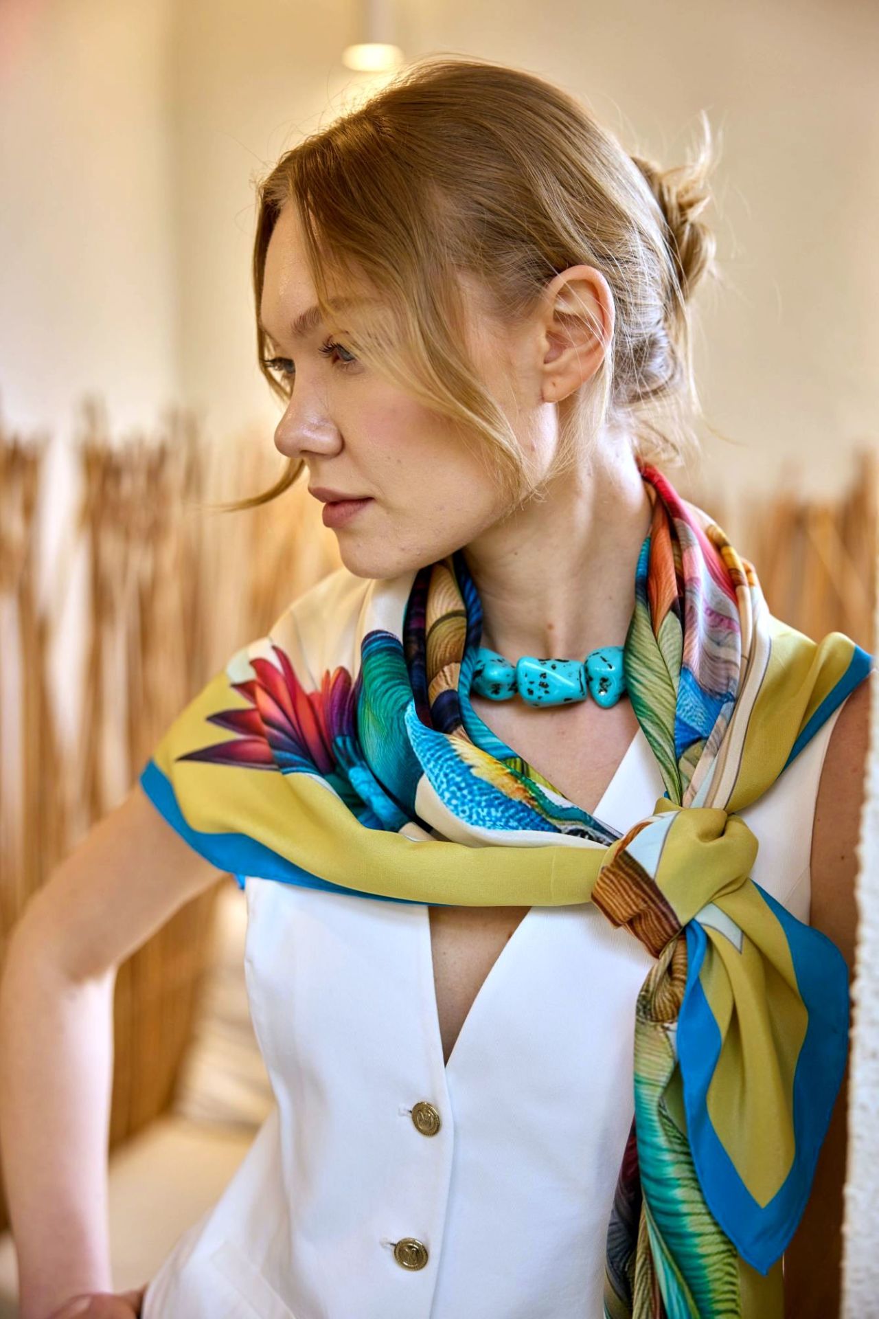 Ekinoks yeşil Krep İpek Şal