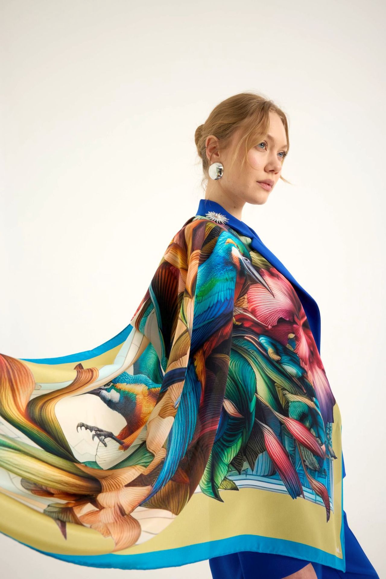 Ekinoks yeşil Krep İpek Şal