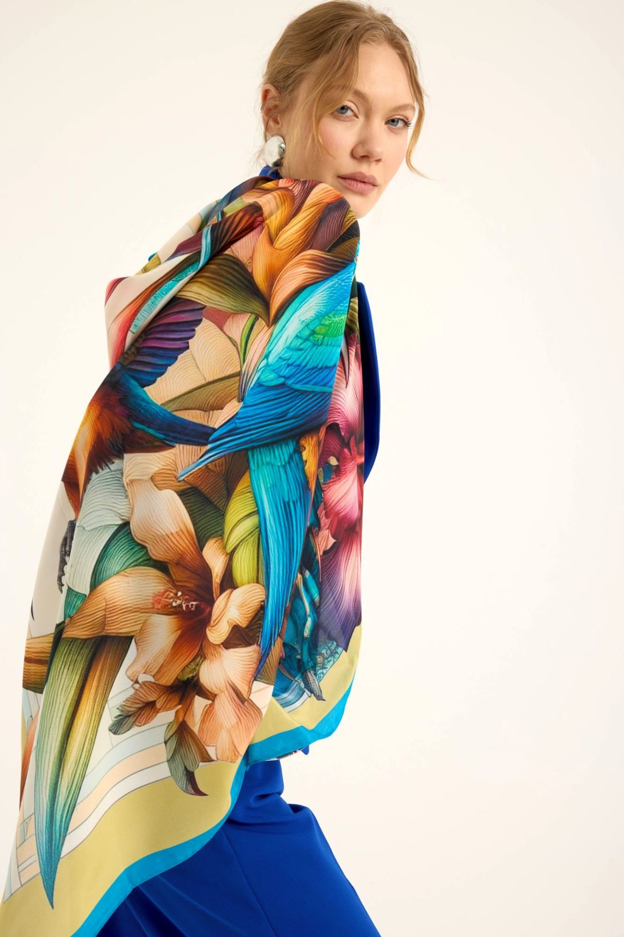 Ekinoks yeşil Krep İpek Şal