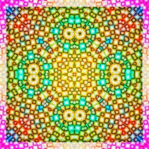 Retro desenli Saf İpek  Şal Çok renkli