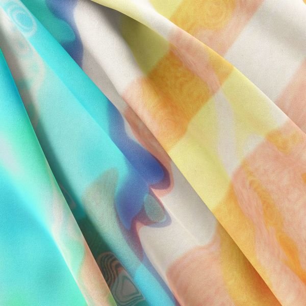 Saf İpek  Şal  Yeşil Altın, Turkuaz, Çimen yeşili