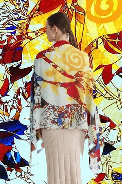 Çiçek Desenli Pamuk İpek Pareo Şal Gül kırmızı, Turkuaz, Başak sarısı