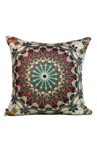 İki yüzü baskılı Saf İpek yastık Kılıfı  Çiçek motif desenli gizli fermuarlı Yeşil  45X45cm