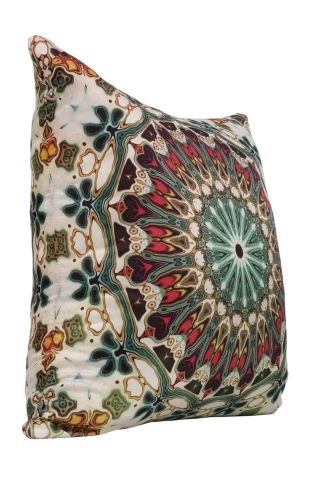 İki yüzü baskılı Saf İpek yastık Kılıfı  Çiçek motif desenli gizli fermuarlı Yeşil  45X45cm