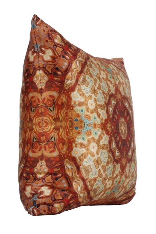 Ebru desenli Sütlü kahve İki Yüzü Baskılı Gizli Fermuarlı İpek Yastık Kılıfı