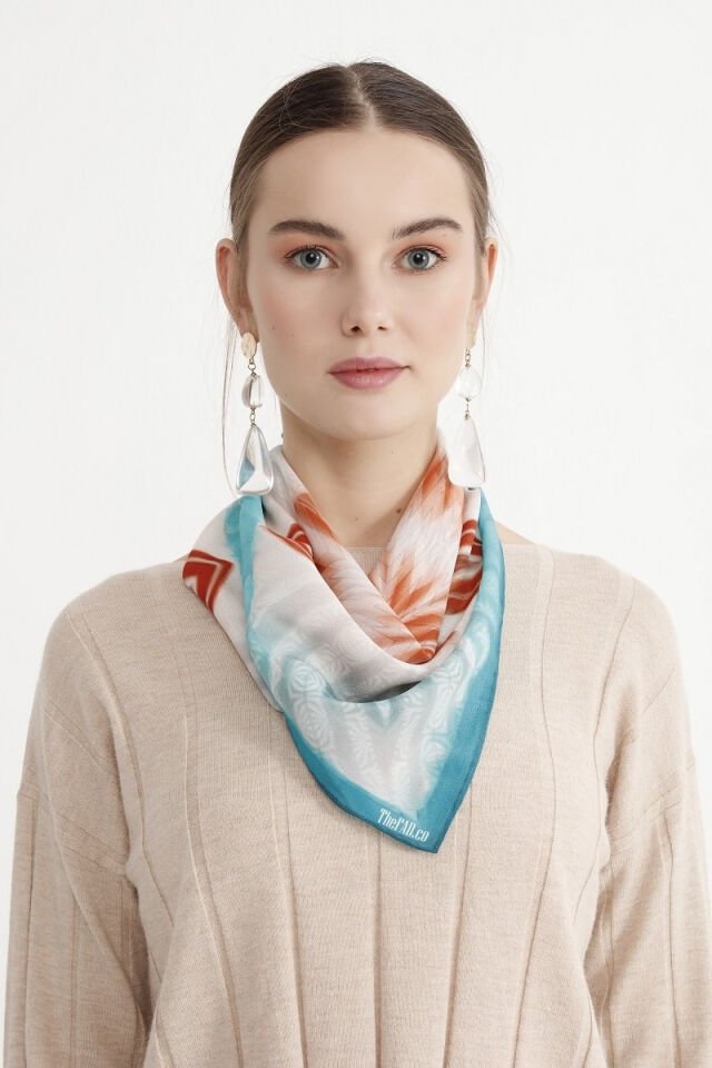 Turkuaz Yeşil Krep İpek Fular