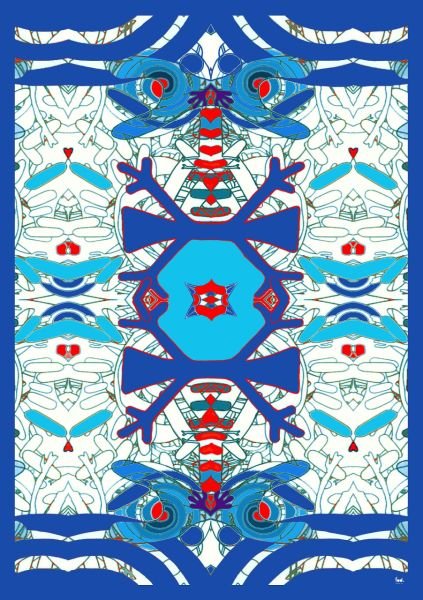 Antik Desenli Pamuk Pareo Şal Turkuaz Derin Mavi