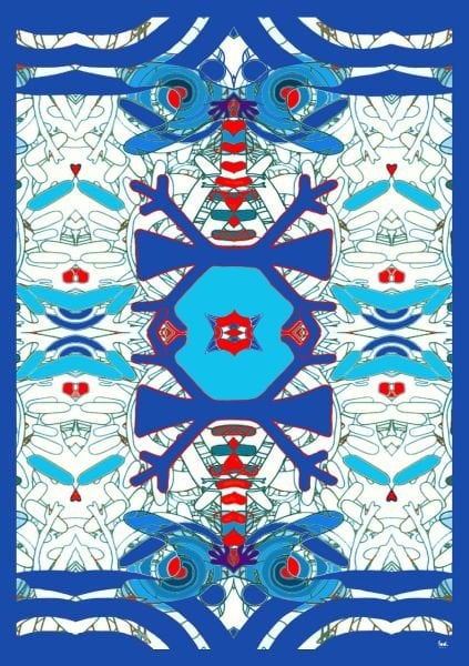 Antik Desenli Pamuk Pareo Şal Turkuaz Derin Mavi