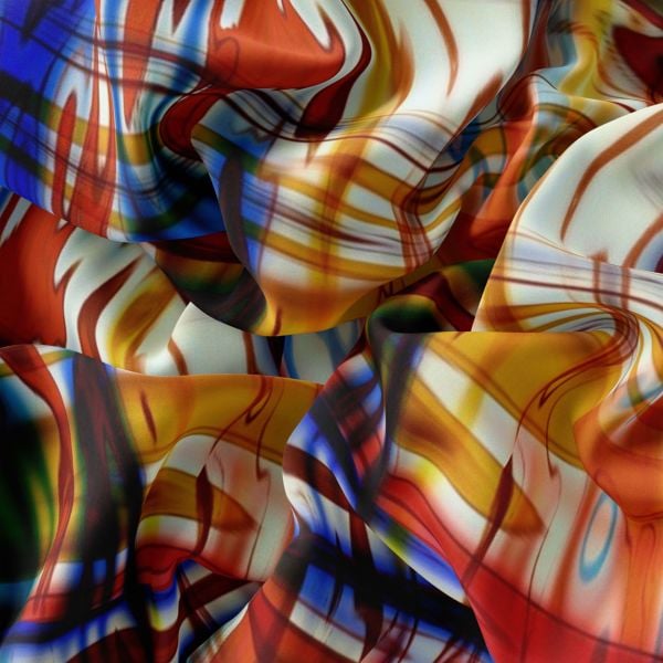 Pamuk İpek Soyut Desenli Pareo Şal Mavi Kırmızı 137X137 cm