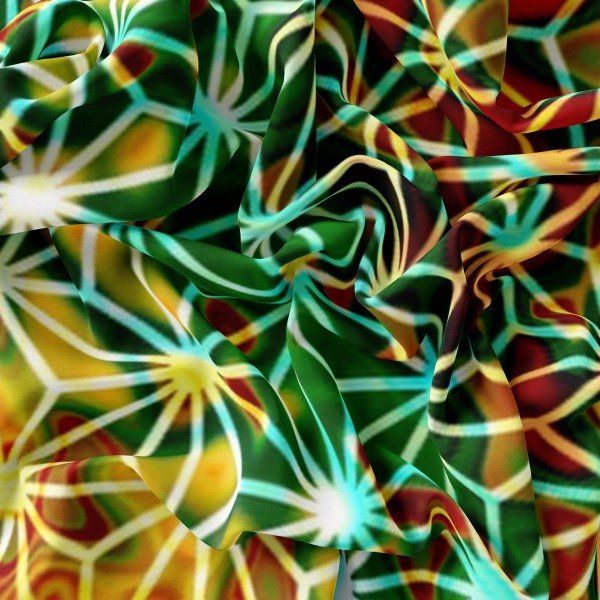 Yıldız desenli Modal İpek Fular Zümrüt yeşil altın sarı 30X150cm