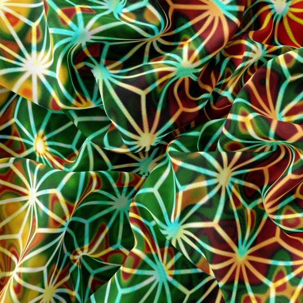 Yıldız desenli Modal İpek Fular Zümrüt yeşil altın sarı 30X150cm