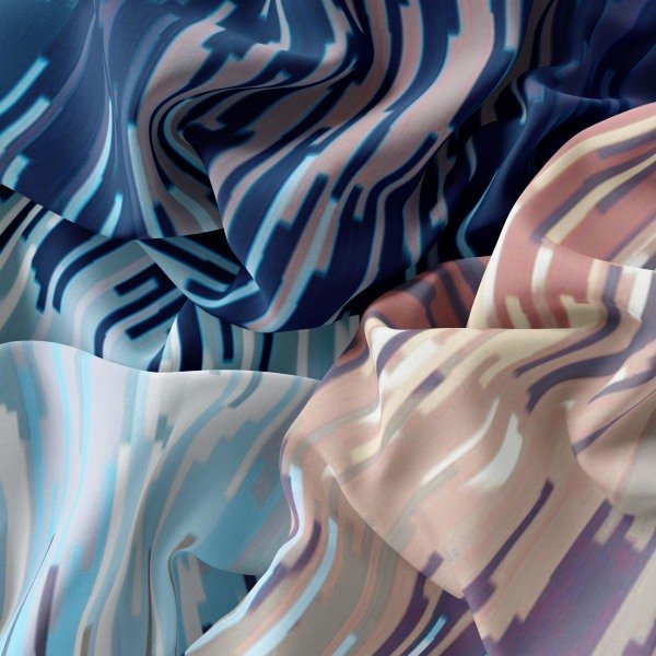 Geometrik desenli Modal İpek Fular kahve turkuaz 30x150cm