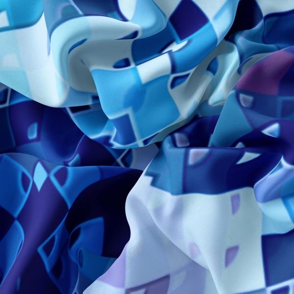 Geometrik desenli Modal İpek Fular Turkuaz 30X150cm