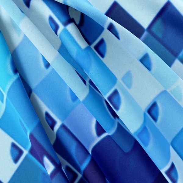 Geometrik desenli Modal İpek Fular Turkuaz 30X150cm