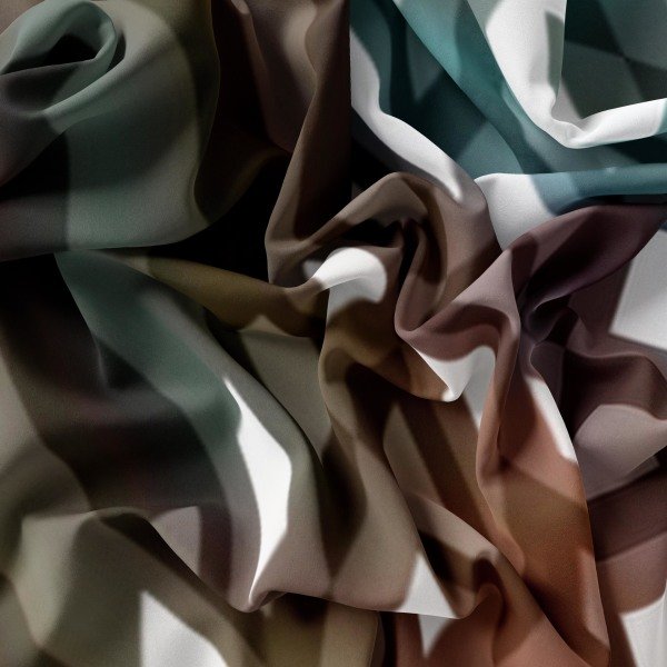 Geometrik desenli Modal İpek Fular kahve renkli 30X150cm