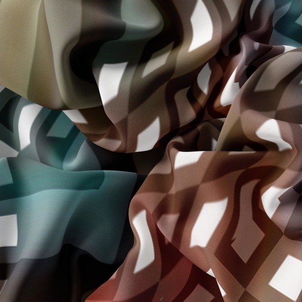 Geometrik desenli Modal İpek Fular kahve renkli 30X150cm