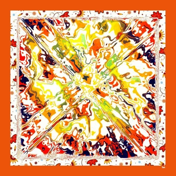 Ebru Desenli Pamuk Pareo Şal Mercan kımızı 137X137cm