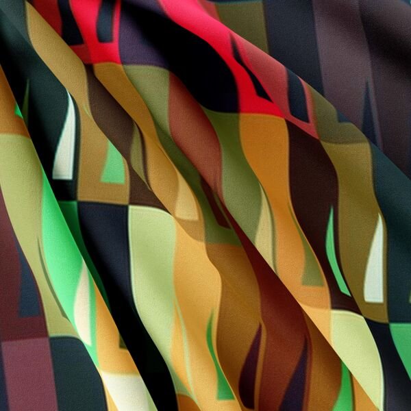 Geometrik desenli Modal İpek Fular Gökkuşağı renkleri 30X150cm