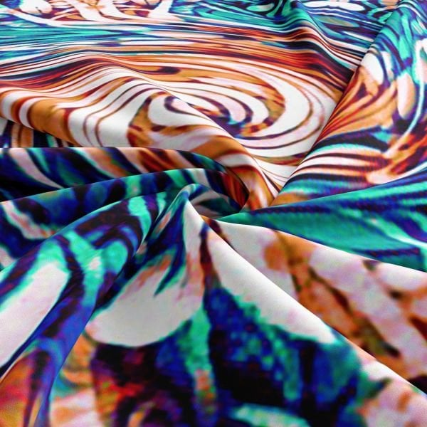 Yün  İpek Sarmal Desenli Pareo Şal  Pudra, turkuaz pastel renkli