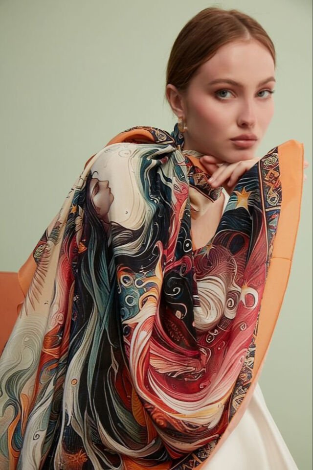 Mitoloji Koleksiyonu Stella Krep İpek Şal Pareo