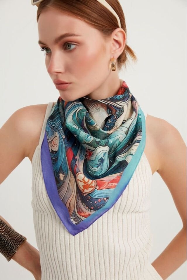 Mitoloji Koleksiyonu Aries  Pamuk Vual Fular Bandana